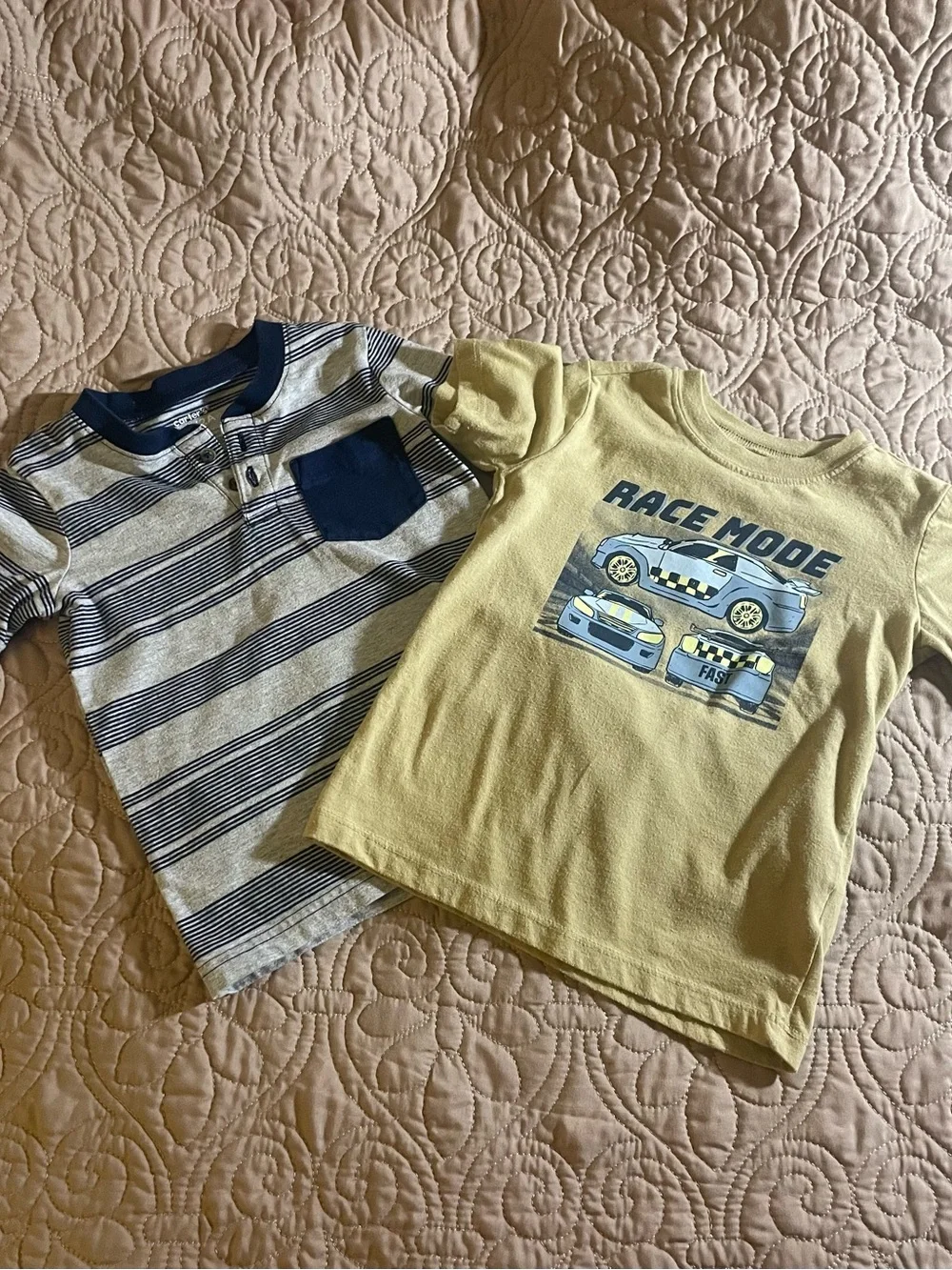 #5 Carter's Boys 2T T-Shirt Lot 4 Short Sleeve Crew Neck Pocket Cars Trucks